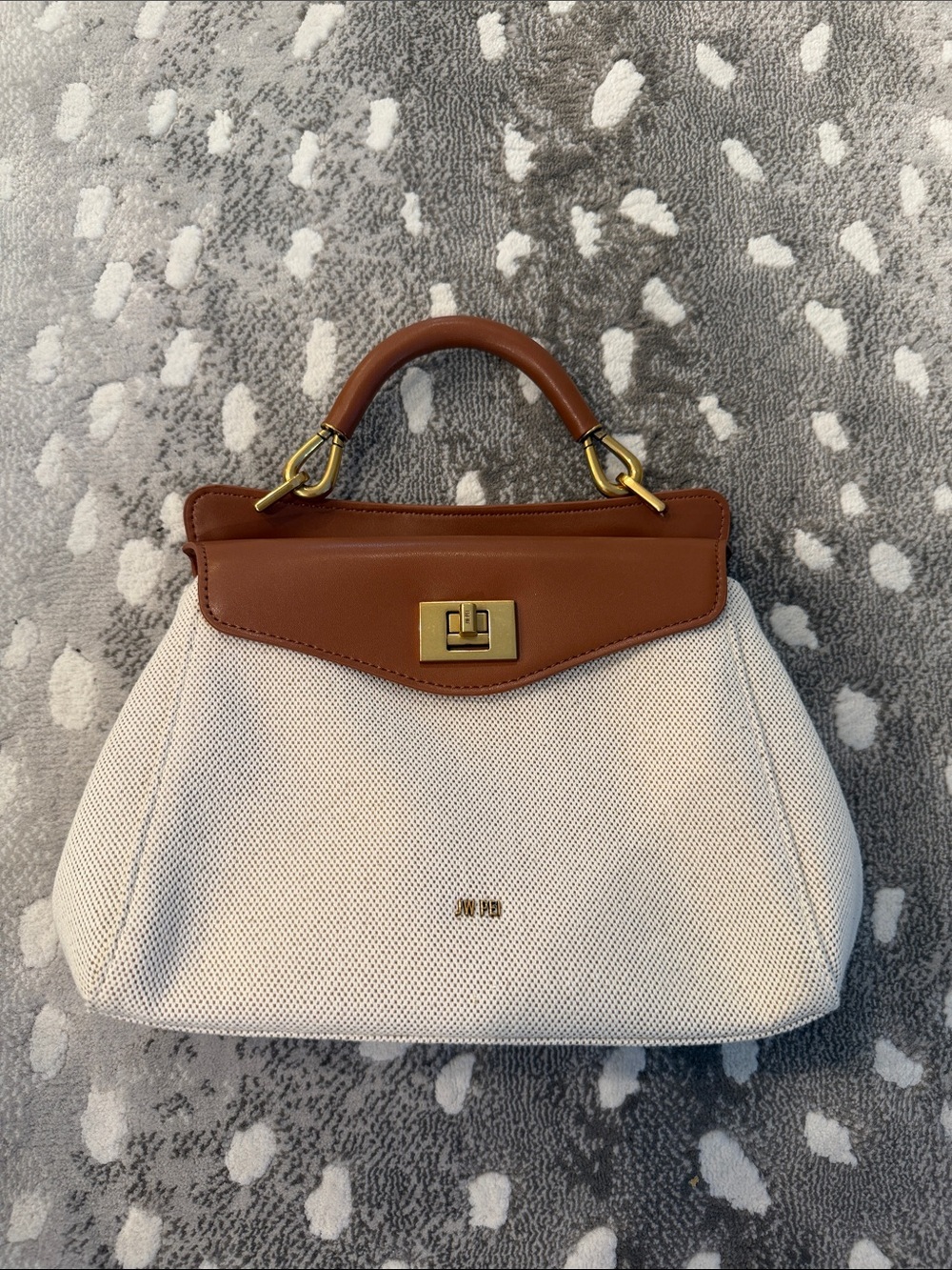 JW PEI Brown & Cream Top-Handle Satchel